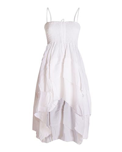 Vishes Damen 2in1 Sommerkleid-Rock | Weiß | Flexibel als Spaghettiträger-Kleid oder Rock tragbar | 100% Baumwolle I Ideal für Frühjahr & Sommer I Nachhaltige Alternative Bekleidung