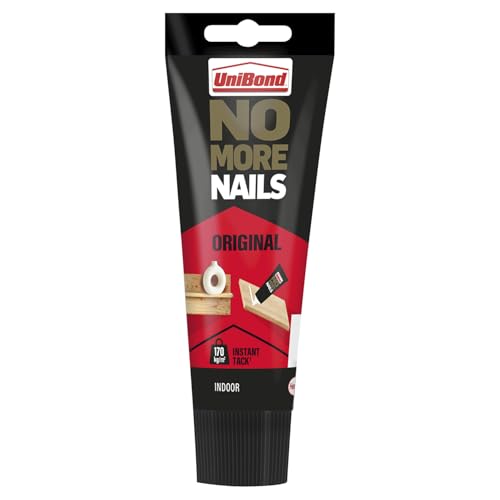 UniBond No More Nails Original White High Strength Grab Adhesive, Heavy Duty Mounting Glue for Wood, Brick, Metal, Ceramic & Plaster, Instant Grab Interior Use, 1 x 175 ml Tube