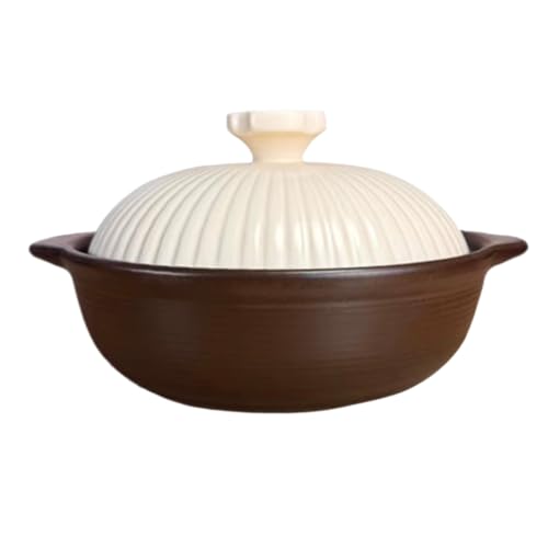 Cazuela De Cerámica Olla De Cazuela China Plato De Cazuela con Tapa Olla De Barro Olla De Ramyun Utensilios De Cocina De Barro Japonés Donabe Porcelana Olla Caliente Cazuela(3L)