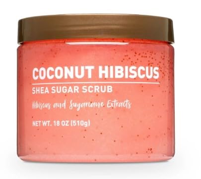 Coconut Hibiscus Body Scrub – Exfoliating Sugar Scrub for Soft, Glowing Skin – Hydrating Body Polish, Smooth & Radiant Skin, Tropical Scent for Women, 18 oz