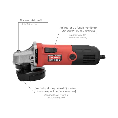 Amoladora angular 115 mm con sistema anti arranque y protector de disco 4