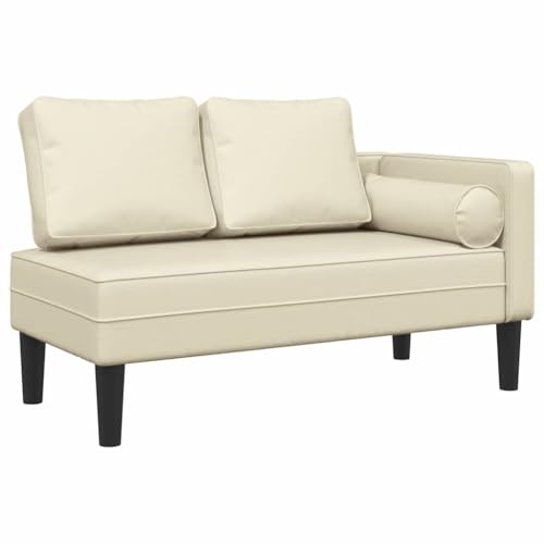 vidaXL Sofá diván con Cojines Cuero sintético Crema, Chaise Longue Silla, sofá Chaise Longue, sofá tapizado, Tumbona, Tumbona, sofá de salón