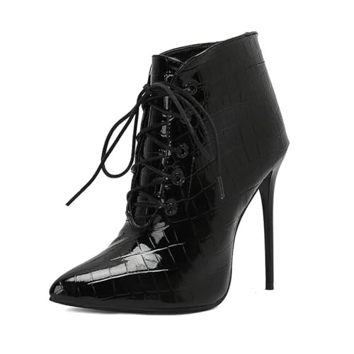 Bottes de mode pour femmes à talon aiguille 12cm et lacet