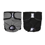 Andiker Pañales para perros, bragas reutilizables para perras bragas ajustables y lavables para el sangrado mensual para mascotas femeninas (negro y gris, L)