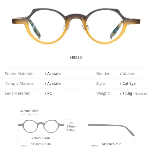 Lunettes en acétate mat MUTYNE monture œil de chat bleu coloré pour femmes