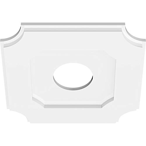 Image of Ekena Millwork CMP14LE-04000 Locke Architectural Grade PVC Contemporary Urethane Ceiling Medallions 14 inchOD x 4 inchID x 8 1 /4 inchC x 1 inchP