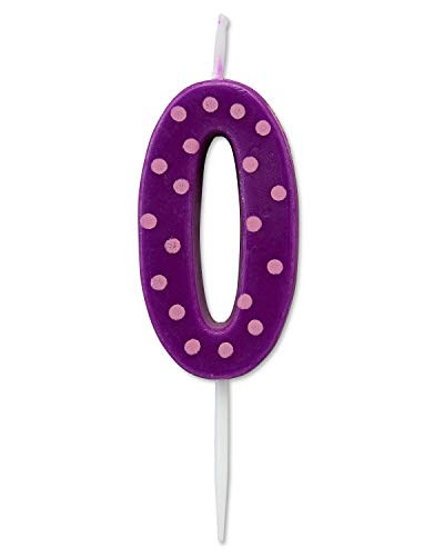 Papyrus Number 0 Birthday Candle, Purple Polka Dots (1-Count)
