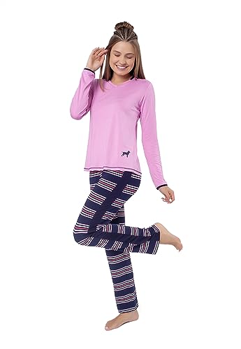 Pijama Feminino Longo de Inverno Estampado Podiun (G) - 225164