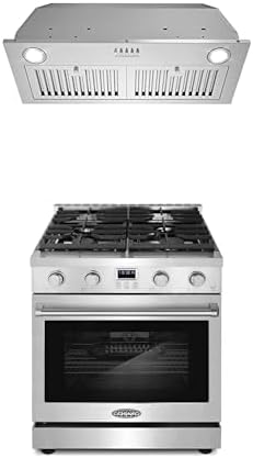 Cosmo 2-Pc Kitchen Appliance Packages, 30" Slide-In Gas Range and 30" Insert Range Hood