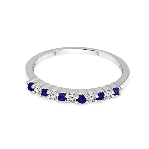 TANACHE 0.12 Carat | 375 White Gold | Natural Diamond Coloured Stone Half-Eternity Diamond Ring | H-I Color, I2-I3 Clarity