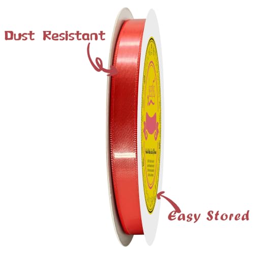 Image of Double Face Red Satin Ribbon 1 /2 inch X 50 Yards Polyester Red Ribbon for Gift Wrapping Very Suitable for Weddings Party Hair Bow Invitation Decorations and More