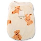 RIOSTUDIO 犬服 秋冬 XS～XXL 犬の服 Dカン付き 犬 猫 ドッグウェア タンクトップ ペット服 秋冬 熊ちゃん モコモコ ふわふわフリースベスト 防寒 暖かい 猫服 チワワ服 トイプードル服 ペット用品 脱毛保護 お散歩 お出かけ インスタ映え(②クリームホワイト,M)
