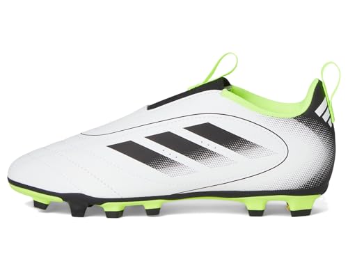 adidas Tênis de futebol unissex infantil Goletto Ix sem cadarço firme, Branco/preto/limão lúcido, 13