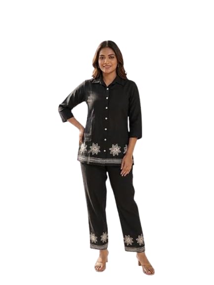 bliss and blush Women Floral Printed Co-ord Set, Black, Soft Fabric, Comfortable Daily Wear Outfit-picture-50