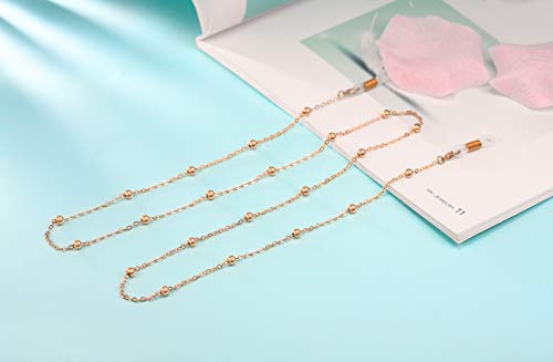 18K Gold Plated Glasses chain for Women（Thick Plating Layer）, Sunglass chain String Strap, Eyeglass Retainer Eyewear Holder for Girls - 3 Pack（Silver, Gold, Rose gold）