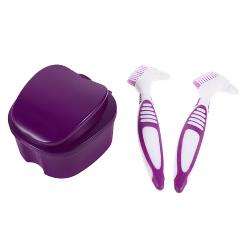 Anneome Igiene Protesi Dentaria con Spazzolino Doppia Faccia e Custodia Perdite Kit Completo per Pulizia e Conservazione di Denti Falsi Apparecchi e Retainer Organizzatore Igienico