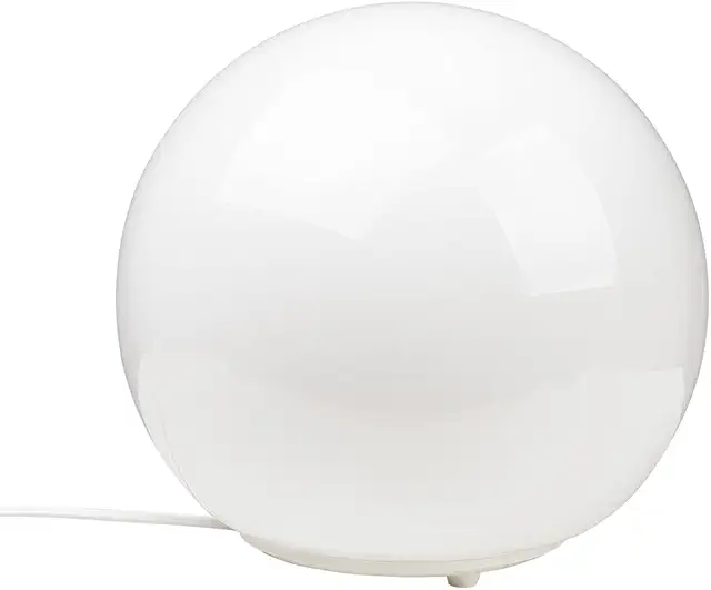 IKEA FADO Tischleuchte - Weiße Kugellampe mit mundgeblasenem Glas