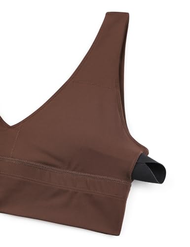 Image of CRZ YOGA Butterluxe V Neck Longline Sports Bra | Light Support, Removable Pads, Yoga, Extremely Soft, U Back, Wide Straps, for Women