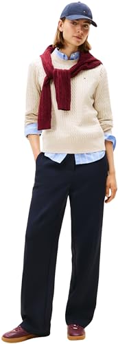 Tommy Hilfiger Damen Pullover Cable Fine Zopfstrick, Beige (Htr Oatmeal Gs Tipping), XL – Ansicht 4