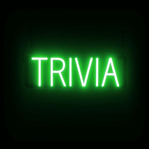 Image of SpellBrite LED Neon TRIVIA Sign for Business - Green, 20 inch x 6 inch | Ultra-Bright Click-Together Signage for Bars & Restaurants, with Visibility from 500 ft - 8 Animations, 6 Brightness Levels