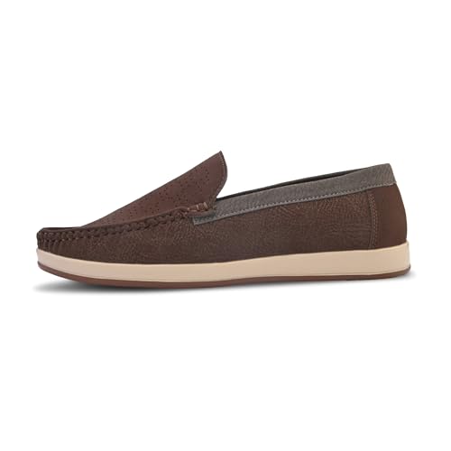 Image of Centrino Leather Loafers for Man | Slip-On Shoes for Men Stylish | Cushioned Insole | Lightweight Comfortable Moccasin Shoes | Hand-Stitched Casual Footwear | Mens Loafer Shoes for Office (9569)
