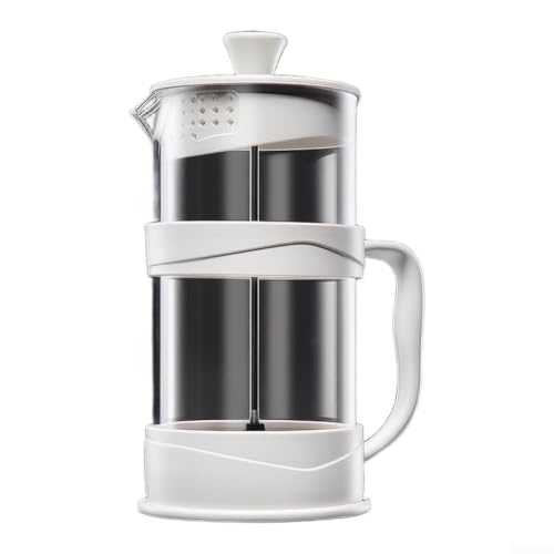 Tidgel Cafetera manual grande de 1000 ml para prensa francesa, olla de vidrio resistente al calor para cocina, oficina, infusión fría blanca (1000 ml)