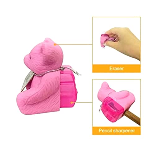 Image of Stationery Express Teddy Bear Kids Erasers with Sharpener Backpack Style Eraser Sharpner for Return Gift for Kids in Bulk Pack of 10 (50)