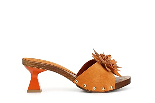 Chaussons femme verts CAFèNOIR en cuir d'exception et clous fleuris élégants