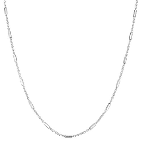 Kooljewelry Sterling Silver Bar Station Necklace (1.8 mm, 18 inch)