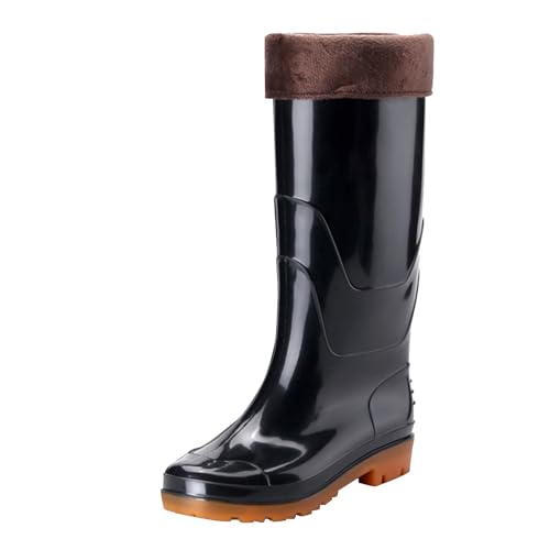 Lifestyle Boot - Botas de lluvia cortas de algodón para hombre, botas de goma para hombre de jardín, zapatos de lluvia, zapatos de lluvia para hombre, botas aisladas casuales, Black, 42.5 EU