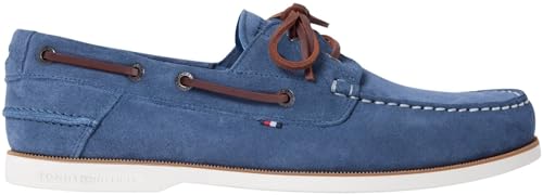 Tommy Hilfiger Th Boat Shoe Core Suede Fm05387 Chaussures Bateau pour Homme Bleu (mer Égée), 44