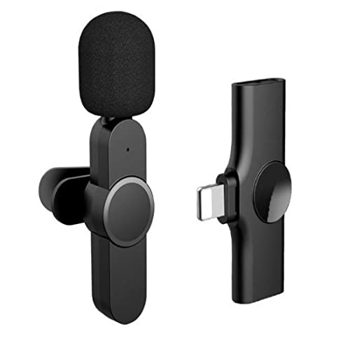 Image of BKN Wireless Collar Microphone for All iPhone, iPad, Mac Lightning Devices with On Recording Mobile Charging Port | Just Plug and Play | Noise Cancellation | NO APP or Bluetooth Need Portable