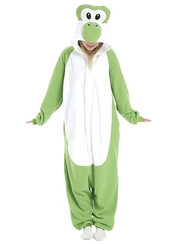 Unisex Adult Onesie Animal Pajamas Halloween Cosplay Costumes Cartoon Costumes Party Wear(GreenDragon-XL)