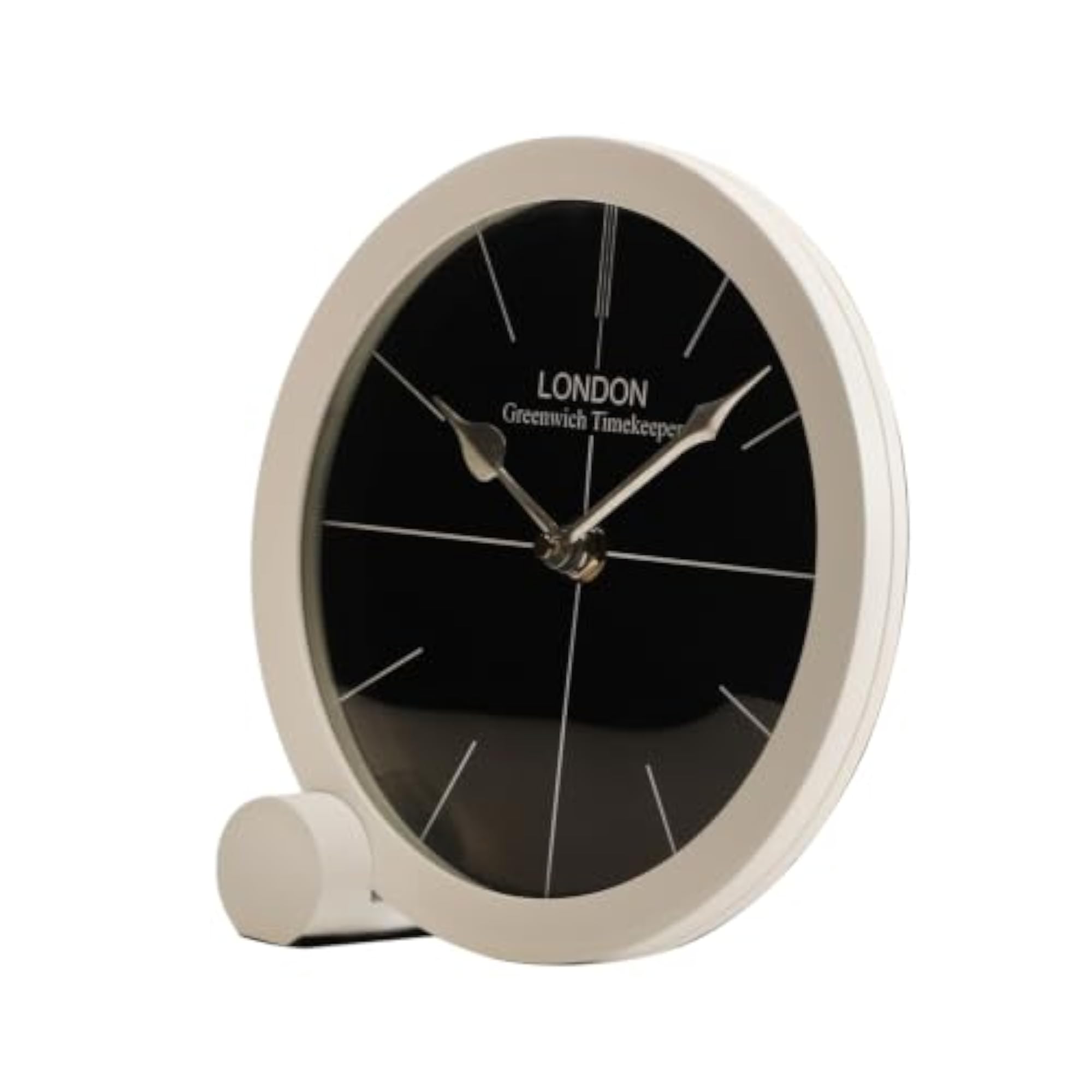 Handcrafted Langston Table Clock, Elegant White Design