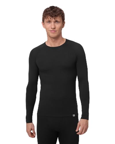 DANISH ENDURANCE Camiseta Térmica Manga Larga para Hombre, Capa Base Lana Merino, con o Sin Cremallera, Negro, L