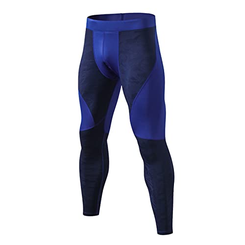 Generisch Pantalones de compresión para hombre, largos, deportivos, de secado rápido, transpirables, ropa interior funcional para fitness, correr, gimnasio, mallas, marine, XL