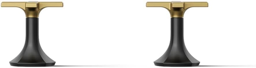 KOHLER K-27018-3-BMB Occasion™ Deck-Mount Cross Bath Faucet Handles, Premium Durable Metal, Corrosion Resistant, Matte Black with Moderne Brass