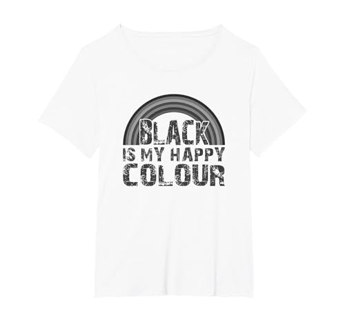 Image of Black is My Happy Colour Rainbow Graphic T-Shirt, Women's Plus, White, 5X