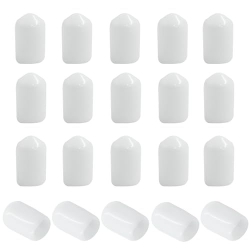 Image of 120PCS Vinyl Flexible Rubber End Caps, 8mm (5 /16 inch) ID Bolt Screw Thread Protectors (White)