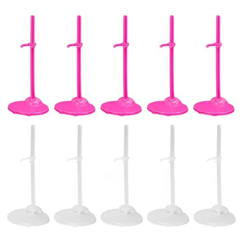 Alide Lot de 10 supports pour poupées Monster High, présentoir pour figurines, support pour poupées, support pour ours en peluche, rose/transparent