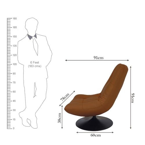Image of The Attic Chiron Lounge Chair,Comfy Chair for Living Room, Relaxing Chair for Bedroom, 360 Chair, Saddle Tan