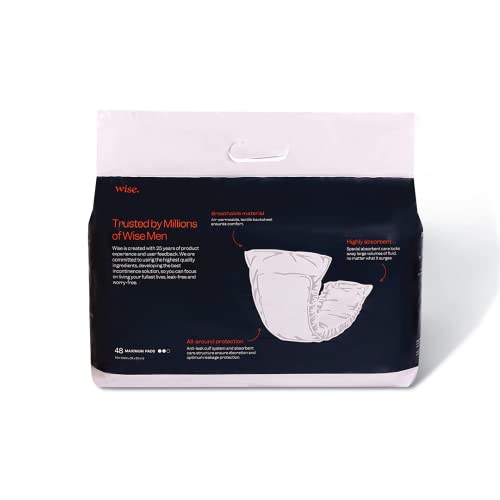 Wisemen Incontinence Guard & Bladder Control Pads For Men, Maximum Absorbency, 96 Counts (2 Pack Of 48, Individually Wrapped) #TOP3