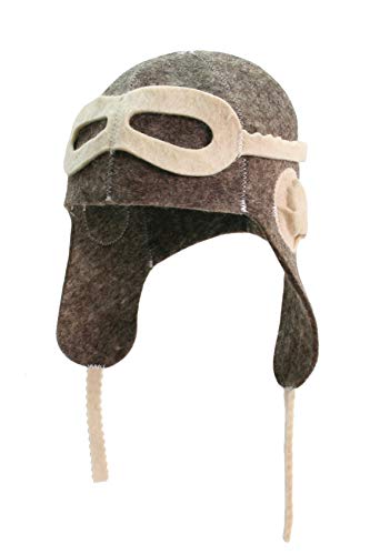 PetriStor Chapeau de Sauna Pilot/Flyer/Airman pour Homme Naturel Feutre 100% Naturel fabriqué en Ukraine Gris