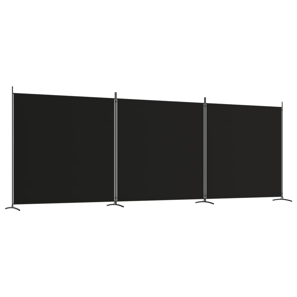 vidaXL 3-Panel Room Divider Folding Privacy Protection Screen Room Separator Paravent Wall Partition Panel Screen Dressing Wall Black Fabric