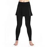 WENZHOU Damen Lange Streetwear- & Sporthose Figurformende Leggins Mit Rockteil Blickdichte Sporthose Hohe Taille Lange Yogahose für Fitness Sport Anti Cellulite High Waist Shape Jogginghose