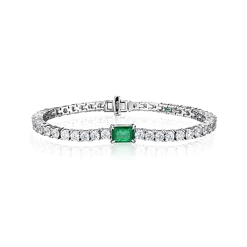 Bracelet émeraude argent 925 et diamant le cadeau d'anniversaire idéal pour elle