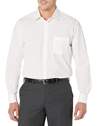 Stacy Adams Mens Regular Fit Big & Tall Solid Dress Shirt, White, 18.5" Neck 38" Sleeve #TOP6