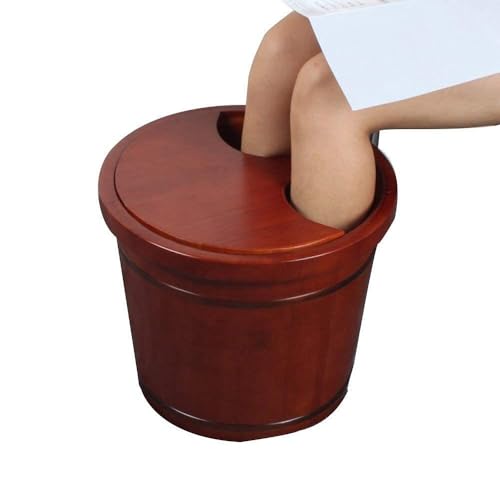 Bañera de madera natural para pies con tapa