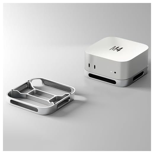 NKSRCP Mac mini M4 Stand - Aluminum Cooling Mount for M4 & M4 Pro with Power Button Access, Anti-Slip Base & Heat Dissipation | Desktop Organizer