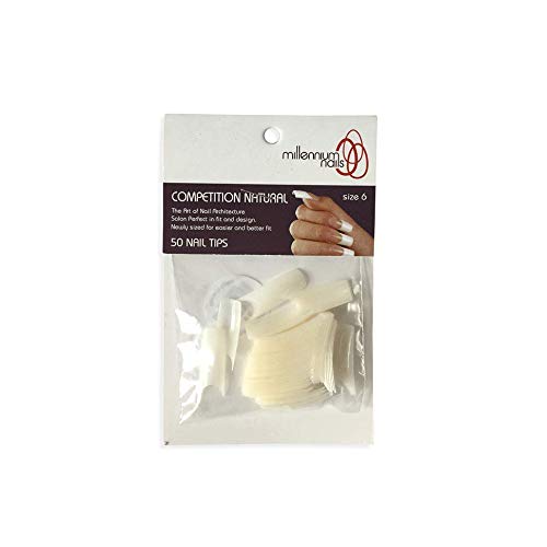 Millenium Nails Competition Natural Nail Tips, Newly Sized for an Easier Fit, Suitable for Salon or Home Use, Pack of 50 Tips (Size 7)